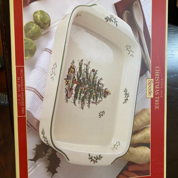 Spode Christmas Tree Large Rectangular Handled Dish | Deep Baking Pan for Oven - Picture 7 of 7